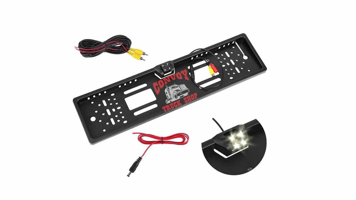 Cameră de marșarier integrată în rama plăcuței de înmatriculare 12V