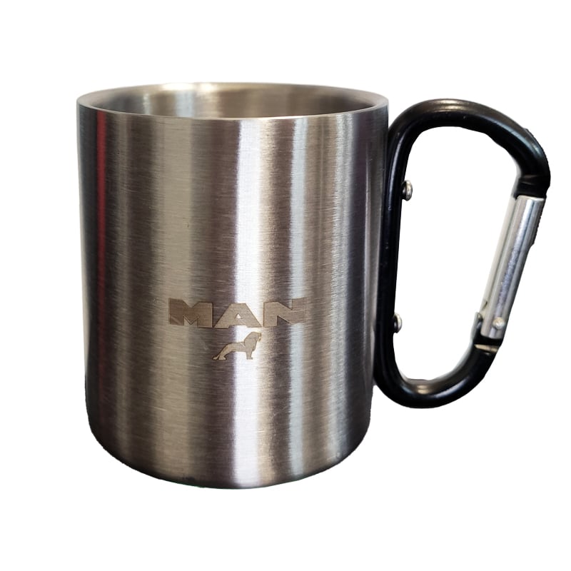 Cana metalică cu logo gravat de camion