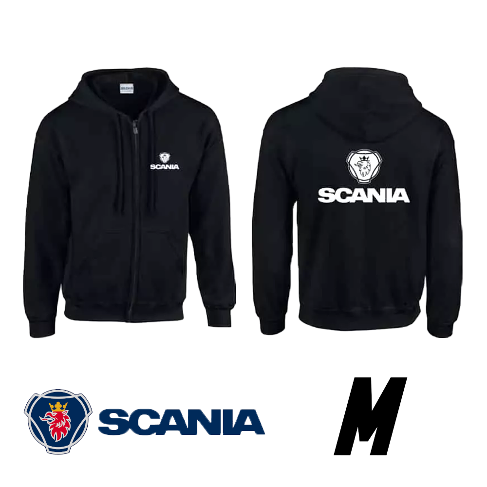Hanorac negru cu glugă cu sigla Scania