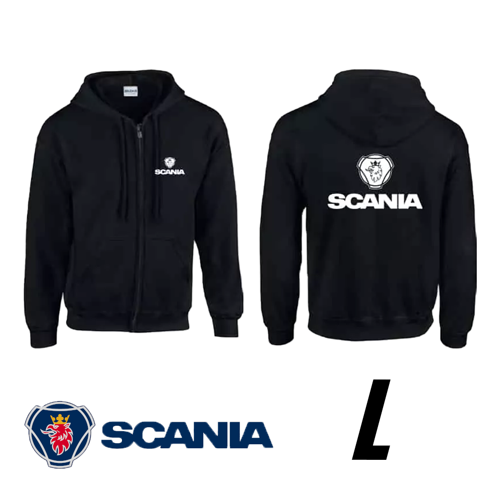 Hanorac negru cu glugă cu sigla Scania