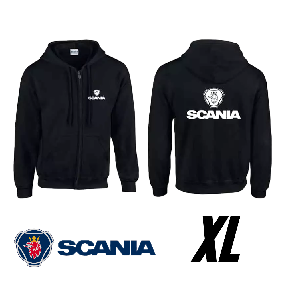 Hanorac negru cu glugă cu sigla Scania