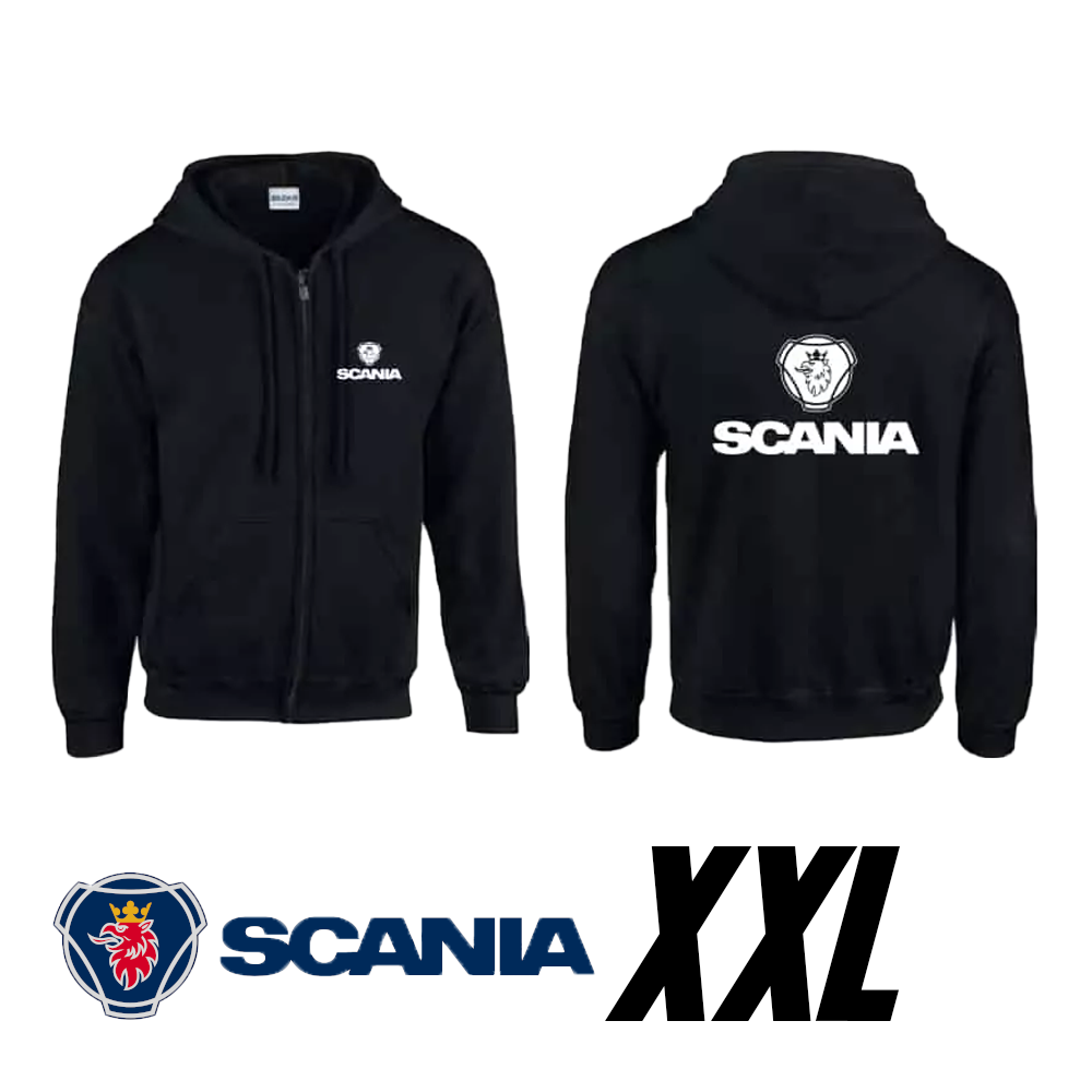 Hanorac negru cu glugă cu sigla Scania