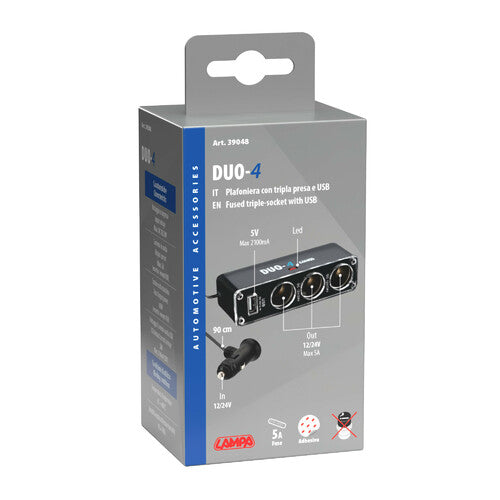 Distribuitor de țigări mai brichete 3 prize + 1 USB de port 12/24V