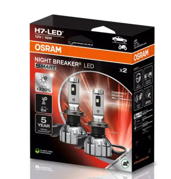 Bulb 12V 16W H7 OSRAM Night Breaker Breaker LED Set Set de transport Licențe de transport