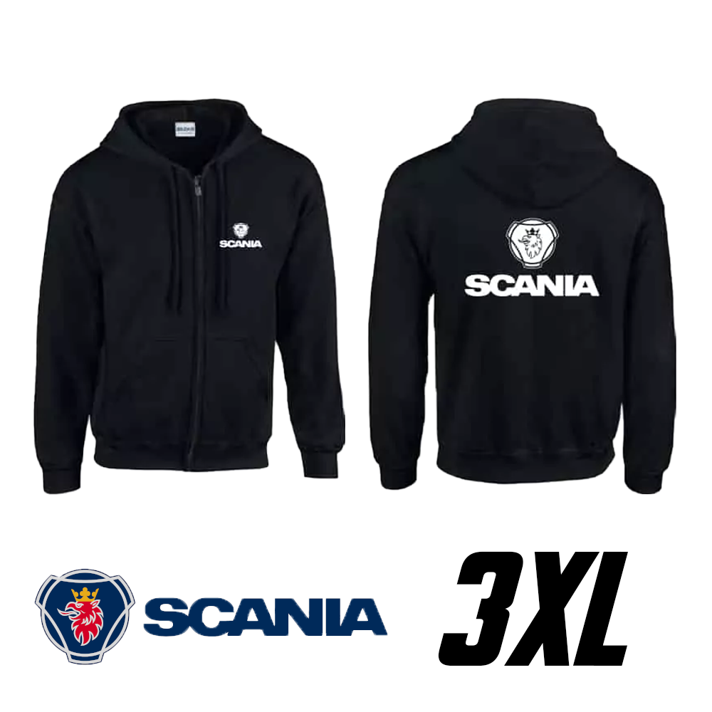 Hanorac negru cu glugă cu sigla Scania