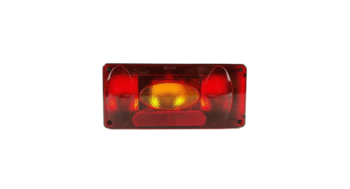 Lampă spate universală stânga 5 funcții, cu prismă de ceață și număr de înmatriculare oval