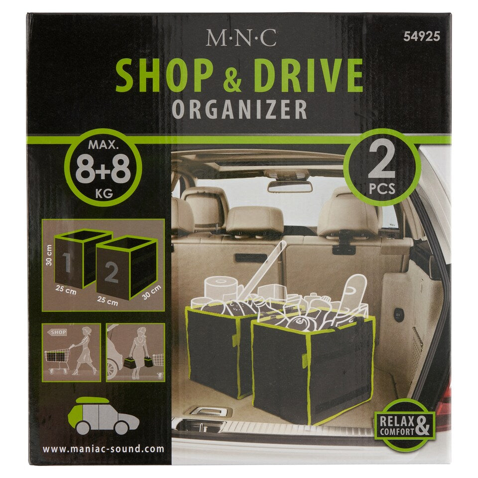 Organizator auto, geantă portbagaj cumpărături, 2 buc, 30x30x25cm