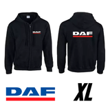 Hanorac negru cu glugă și logo DAF 