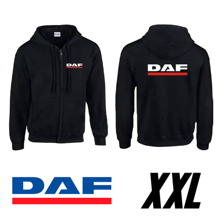 Hanorac negru cu glugă și logo DAF 