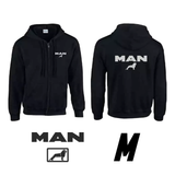 Hanorac negru cu glugă, cu logo MAN 
