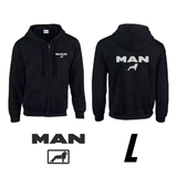 Hanorac negru cu glugă, cu logo MAN 