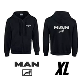 Hanorac negru cu glugă, cu logo MAN 