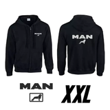 Hanorac negru cu glugă, cu logo MAN 
