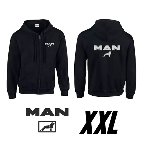 Hanorac negru cu glugă, cu logo MAN 