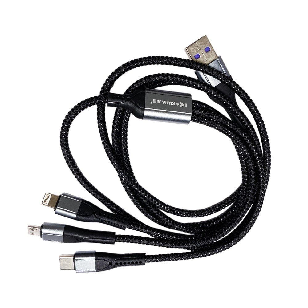 Cablu de încărcare USB cu 3 capete Micro USB B-C nLightning 