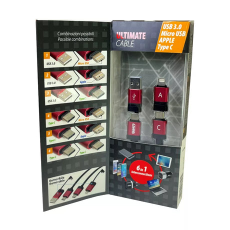 Cablu de date și încărcare USB 6 în 1 de 100 cm 