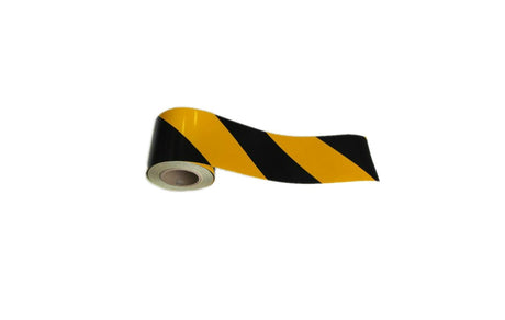 Bandă reflectorizantă 10 cm galben-negru cu dungi 