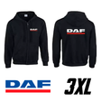 Hanorac negru cu glugă și logo DAF 