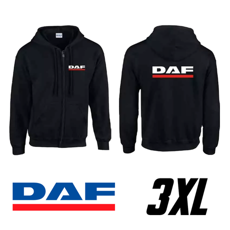 Hanorac negru cu glugă și logo DAF 