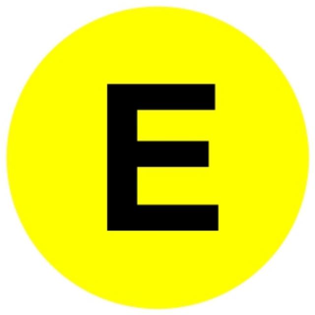 Matrice E (E negru într-un cerc galben) 22cm 