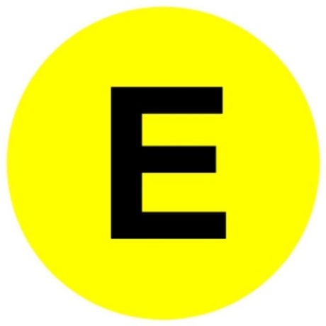 Matrice E (E negru într-un cerc galben) 22cm 