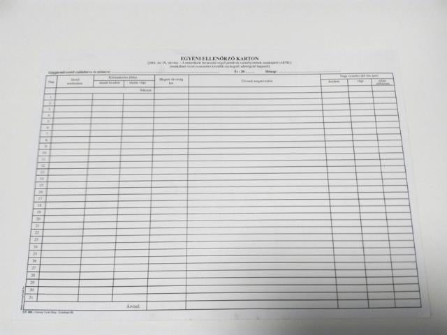 Formular Tachograf fișă individuală de control 