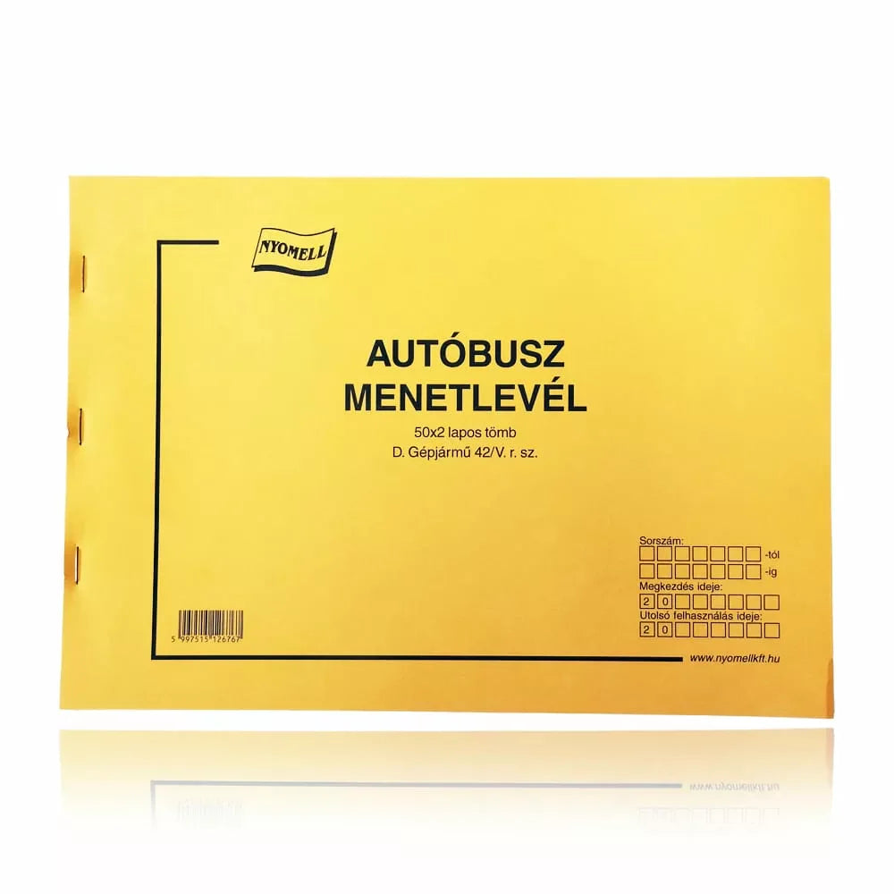 Foaie de parcurs pentru autobuz A4, DGJ42/V, 50x2