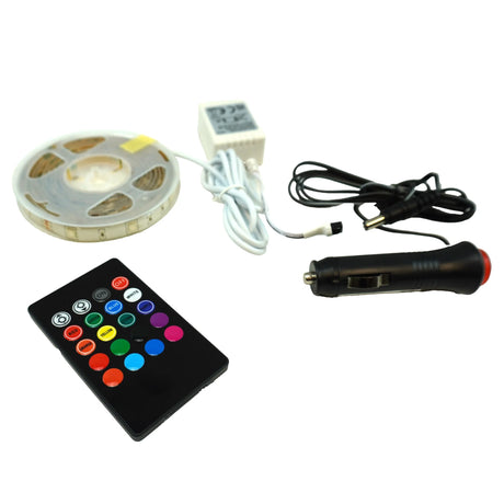 Bandă LED, auto, multicoloră cu telecomandă, 2 m, 12/24V