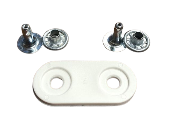 Plăcuță plastic prindere prelată cu capse, 37x18mm