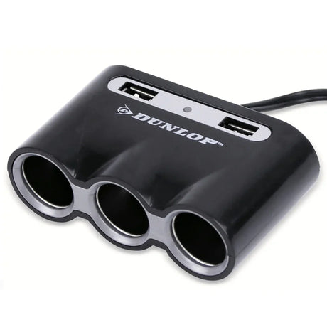 Adaptor priză auto triplu cu 2 porturi USB