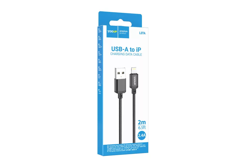 Cablu USB Lightning, YooUP L07A, 2.4A, 2m