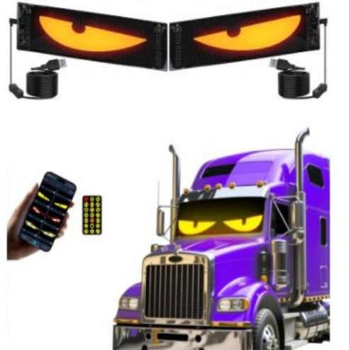 Panou devil eyes, ochi camion cu led 590×120 mm, semn de masina cu led, aplicatie mobila, telecomanda