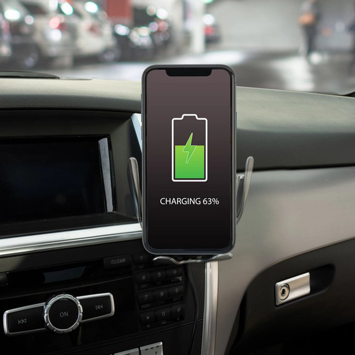 Suport auto telefon, încărcător wireless, grilă ventilație, Dunlop, 10W